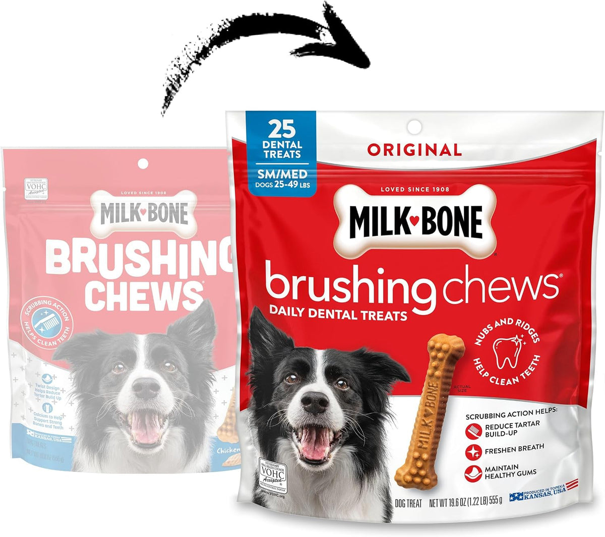 Milk-Bone Brushing Chews Large Daily Dental Dog Treats, 33.7 oz Bag