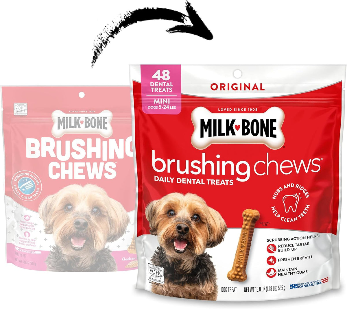 Milk-Bone Brushing Chews Large Daily Dental Dog Treats, 33.7 oz Bag