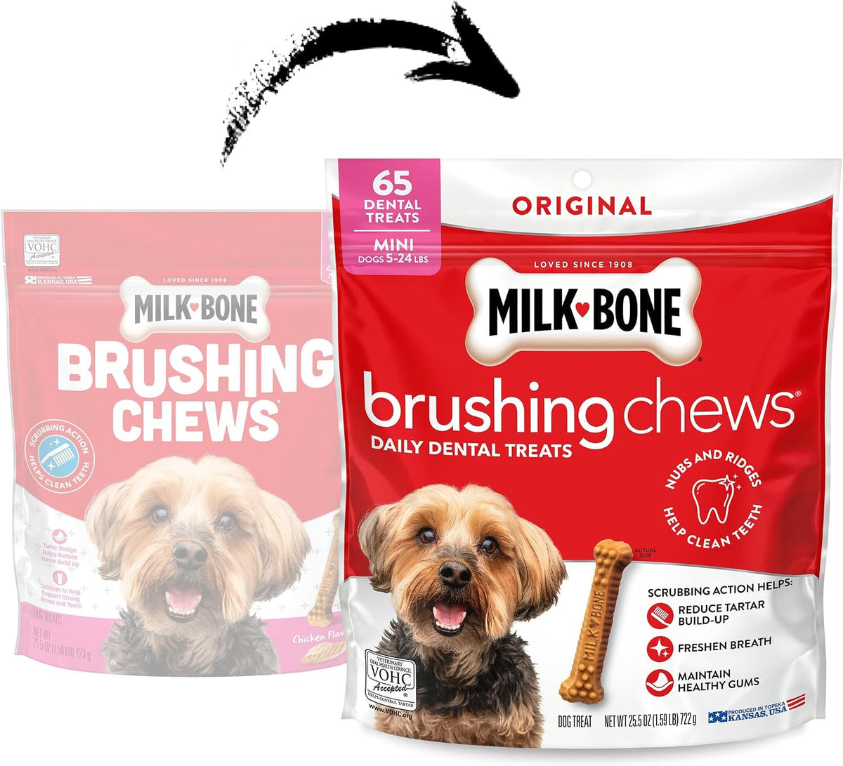 Milk-Bone Brushing Chews Large Daily Dental Dog Treats, 33.7 oz Bag
