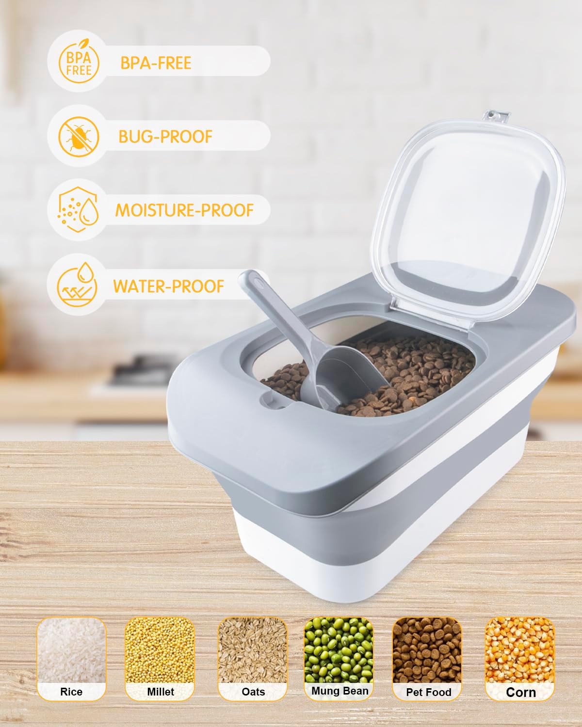 HOYTAMDAR 13Lbs Collapsible Dog Food Storage Container,Dog Food Container