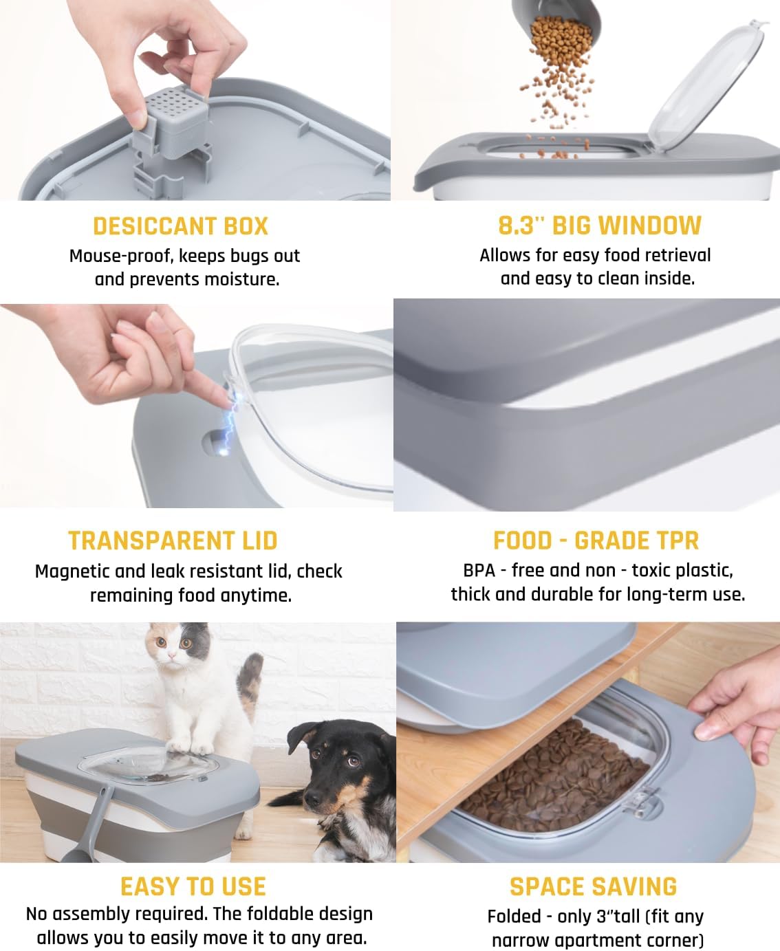 HOYTAMDAR 13Lbs Collapsible Dog Food Storage Container,Dog Food Container
