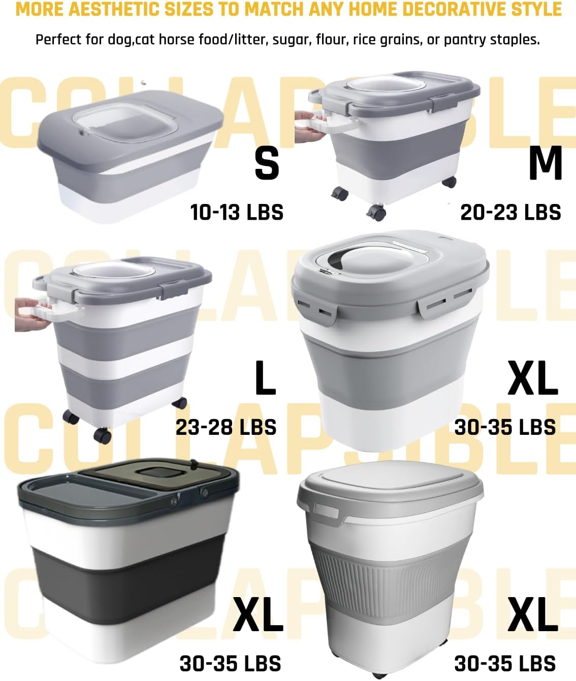 HOYTAMDAR 13Lbs Collapsible Dog Food Storage Container,Dog Food Container