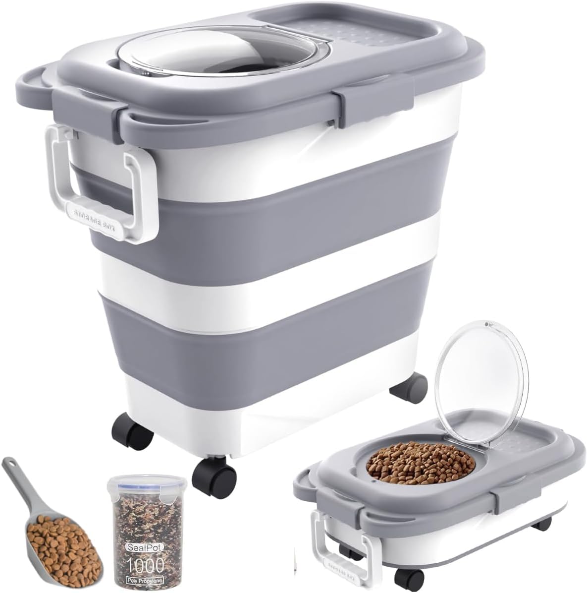 HOYTAMDAR 13Lbs Collapsible Dog Food Storage Container,Dog Food Container