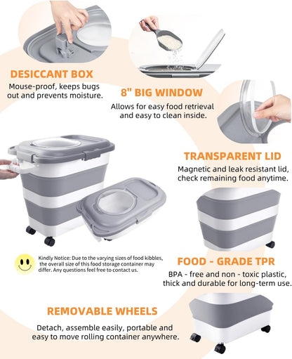HOYTAMDAR 13Lbs Collapsible Dog Food Storage Container,Dog Food Container