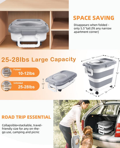 HOYTAMDAR 13Lbs Collapsible Dog Food Storage Container,Dog Food Container