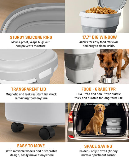 HOYTAMDAR 13Lbs Collapsible Dog Food Storage Container,Dog Food Container