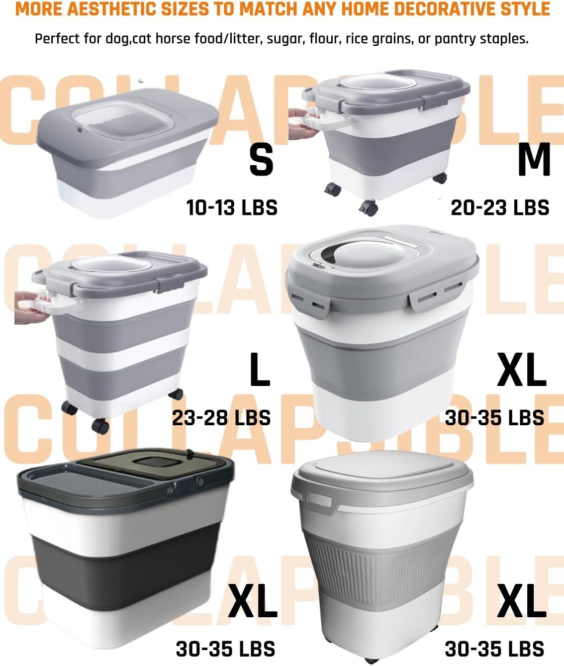 HOYTAMDAR 13Lbs Collapsible Dog Food Storage Container,Dog Food Container
