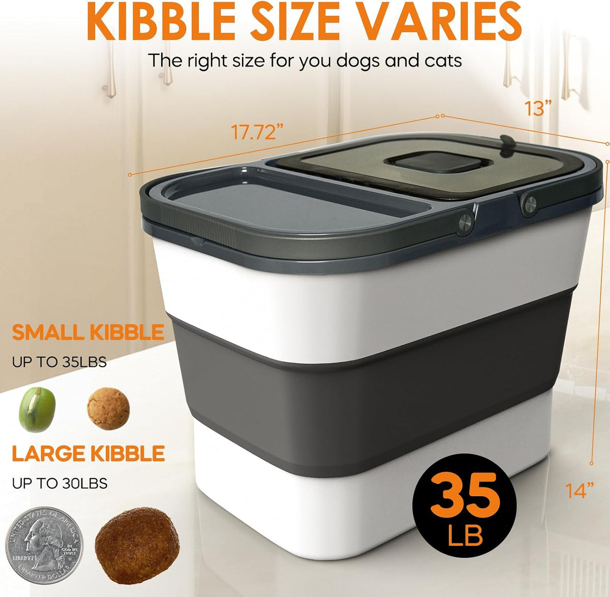 HOYTAMDAR 13Lbs Collapsible Dog Food Storage Container,Dog Food Container