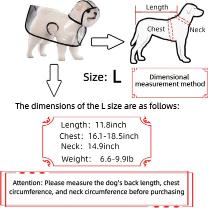 Transparent Dog Rain Poncho for Small Medium Dogs - Thick Waterproof Raincoat with Hidden Leash Hole & Adjustable Snaps, Windproof Hooded Cape for Bichon Poodle (Large)