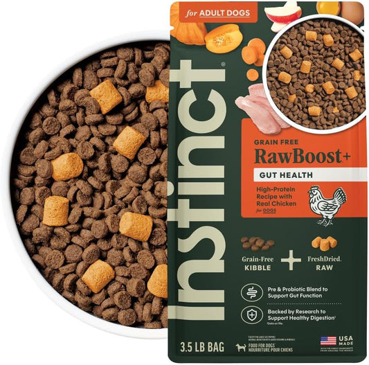 RawBoost Gut Health, Dry Dog Food + Freeze Dried, Chicken, 3.5 lb.