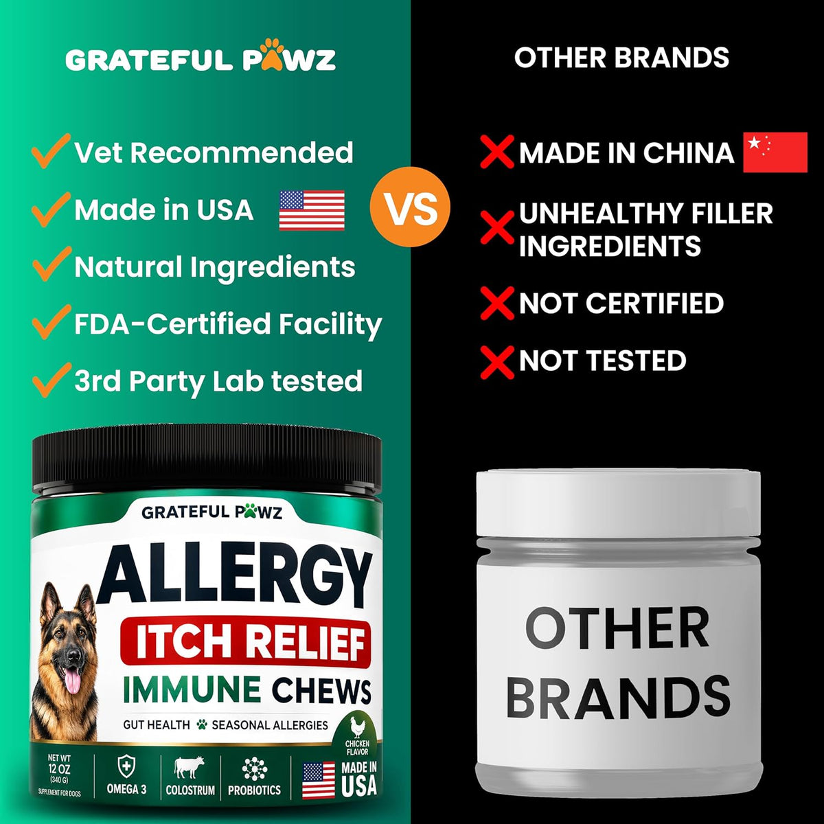 Dog Allergy Chews - Dog Allergy Relief - 170 Treats for Itchy Skin Relief