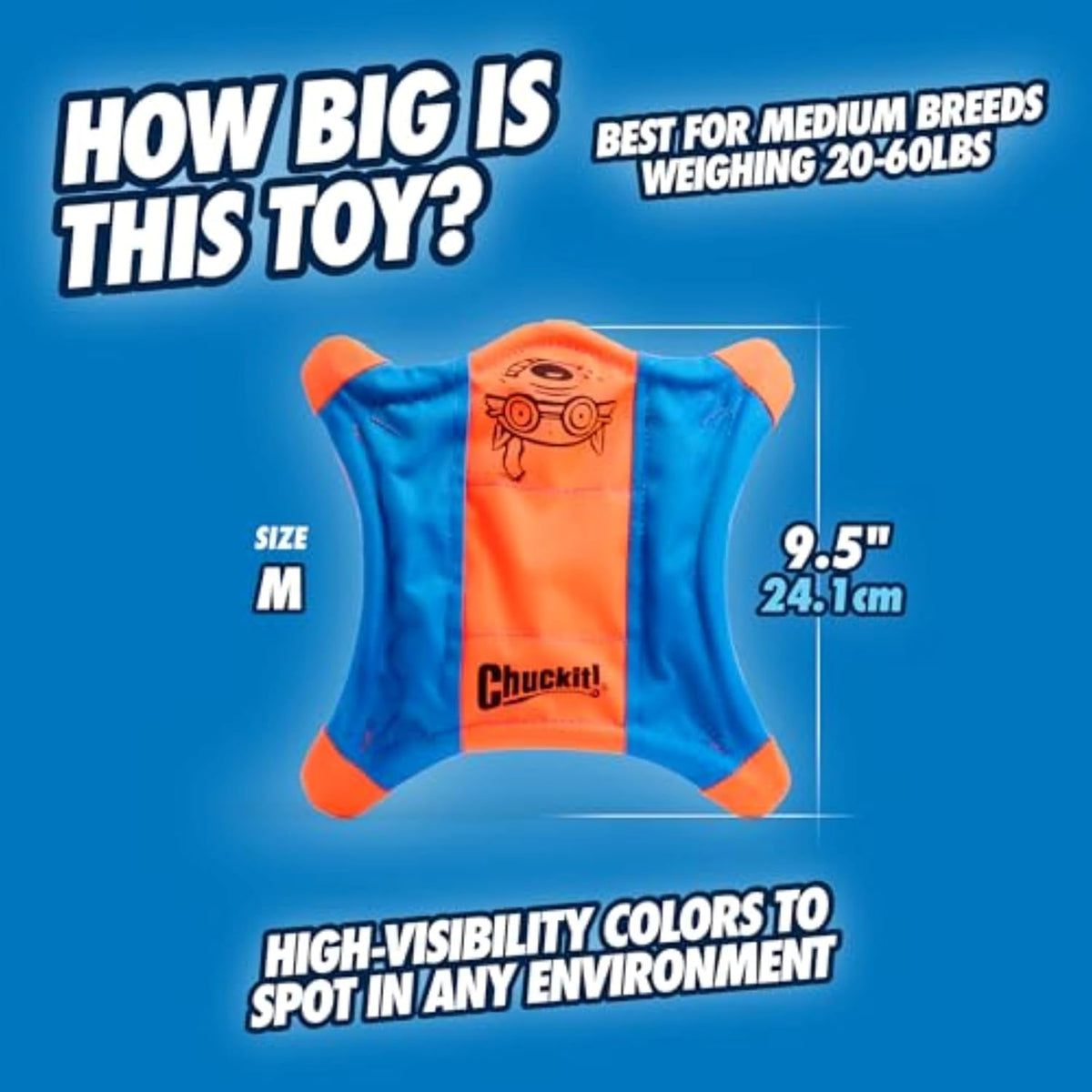 ! Flying Squirrel Canvas Fetch Dog Toy, Medium, 9.5in, for Water