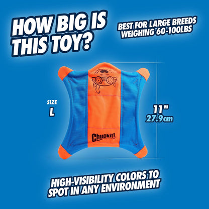 ! Flying Squirrel Canvas Fetch Dog Toy, Medium, 9.5in, for Water