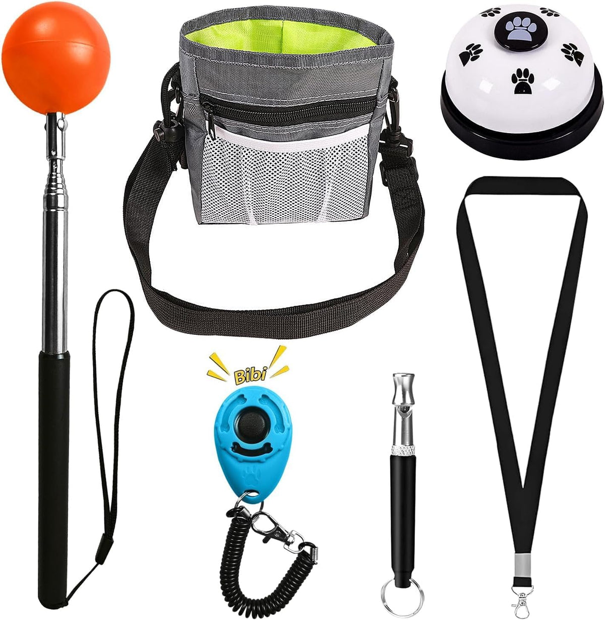 Pet Training Kit -Target Stick,Training Clicker,Whistle,Bell,Treat Pouch- Dog Training Equipment Tools, Agility Training Lure Course For Dogs,Cat Toilet Trainer Kit, Kitten Puppy Behavior Aids Trick