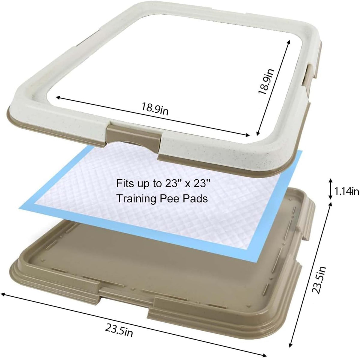 Dog Pee Pad Holder for Puppy, Puppy Pad Holder Tray, Pet Training Pee Pad, Indoor Potty Tray for Senior Dogs, Dog Toilet for Newborn Puppies, 23.5" x 23.5"