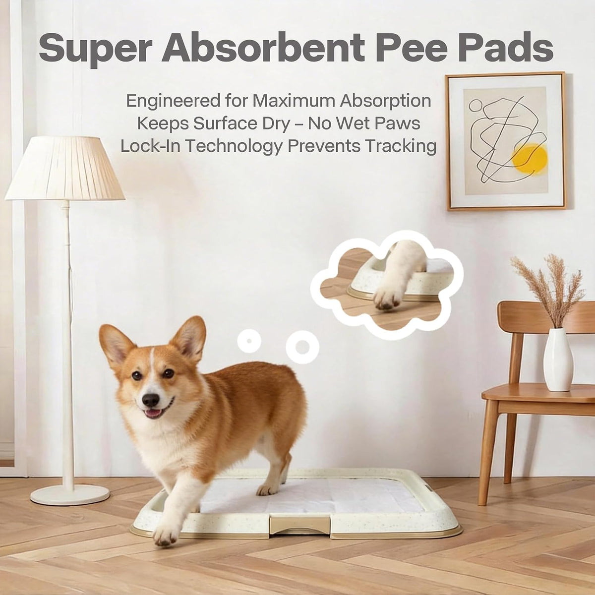 Dog Pee Pad Holder for Puppy, Puppy Pad Holder Tray, Pet Training Pee Pad, Indoor Potty Tray for Senior Dogs, Dog Toilet for Newborn Puppies, 23.5" x 23.5"