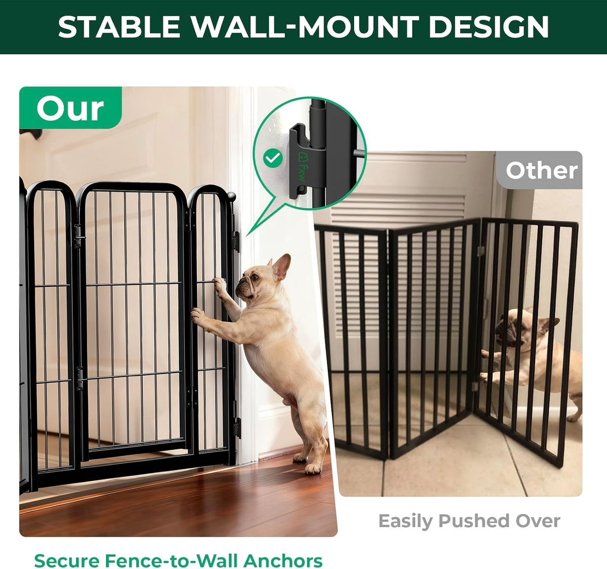 Dog Gate, Extra Wide Adjustable for Openings Up to 183", 24" H