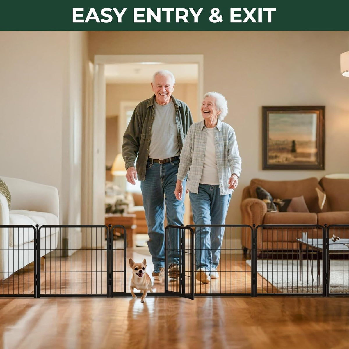 Dog Gate, Extra Wide Adjustable for Openings Up to 183", 24" H