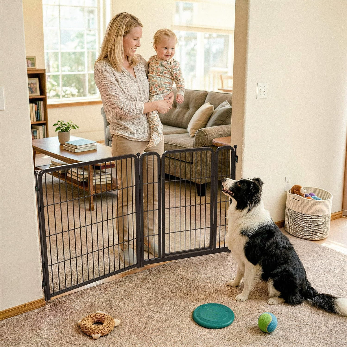 Dog Gate, Extra Wide Adjustable for Openings Up to 183", 24" H