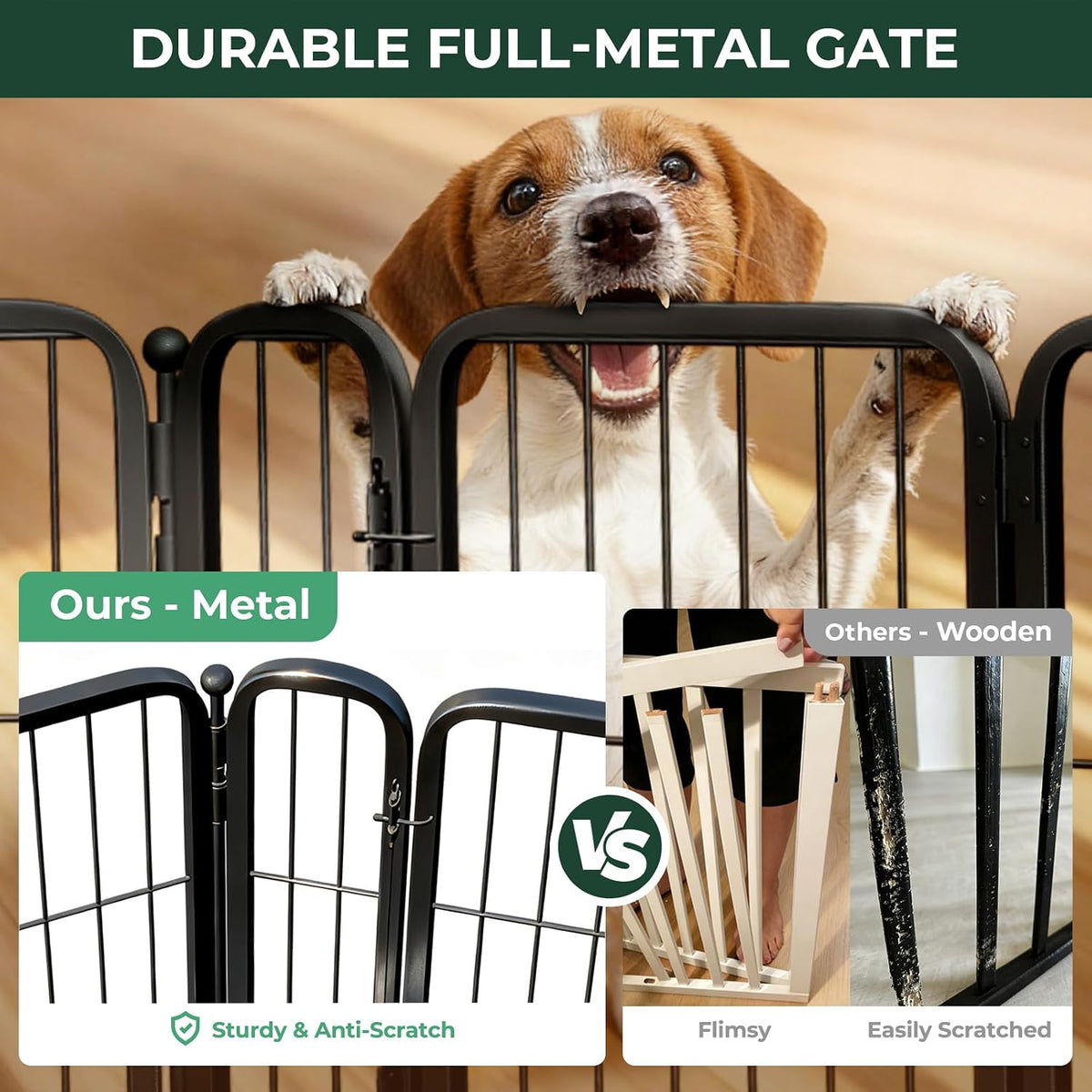 Dog Gate, Extra Wide Adjustable for Openings Up to 183", 24" H