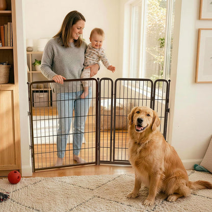 Dog Gate, Extra Wide Adjustable for Openings Up to 183", 24" H