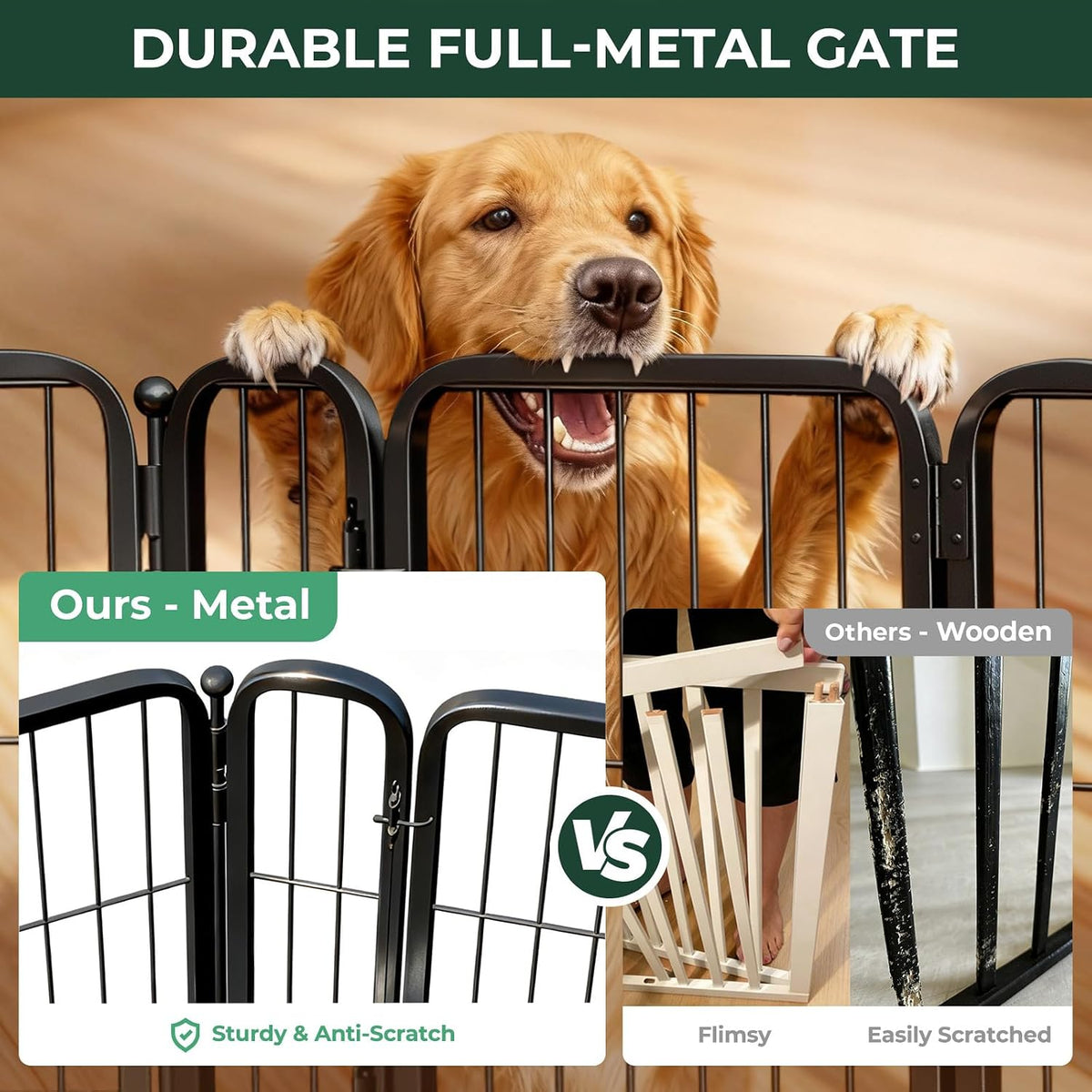 Dog Gate, Extra Wide Adjustable for Openings Up to 183", 24" H