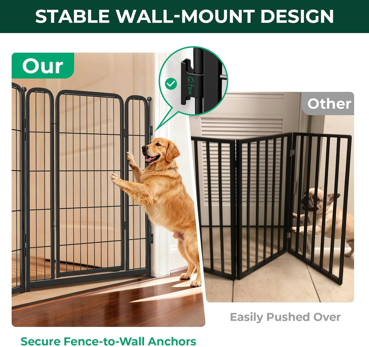 Dog Gate, Extra Wide Adjustable for Openings Up to 183", 24" H