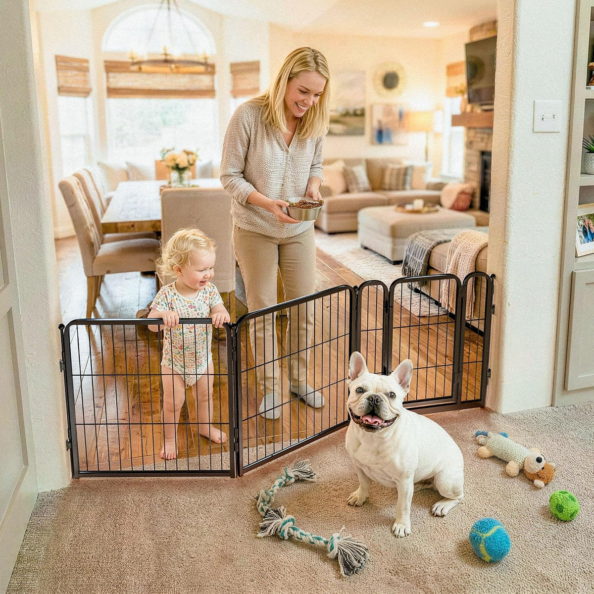 Dog Gate, Extra Wide Adjustable for Openings Up to 183", 24" H