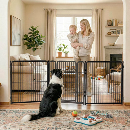 Dog Gate, Extra Wide Adjustable for Openings Up to 183", 24" H