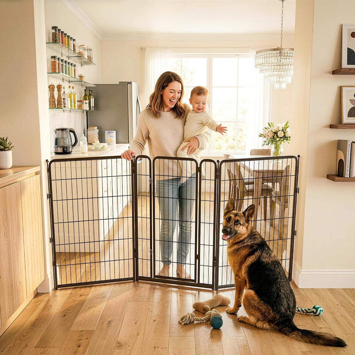 Dog Gate, Extra Wide Adjustable for Openings Up to 183", 24" H