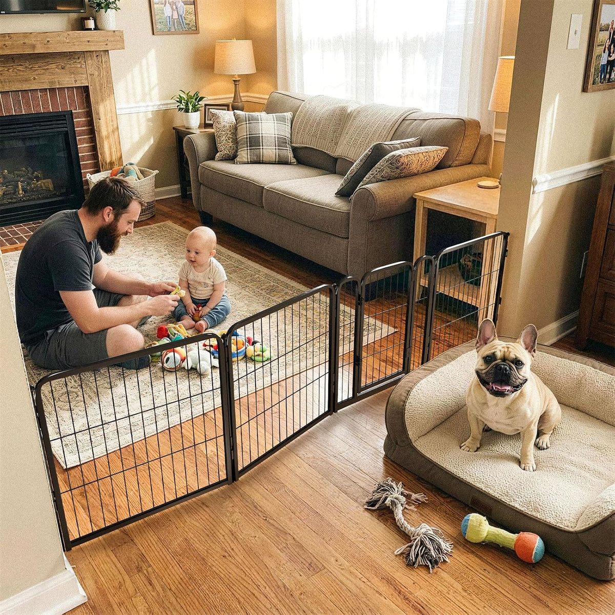 Dog Gate, Extra Wide Adjustable for Openings Up to 183", 24" H