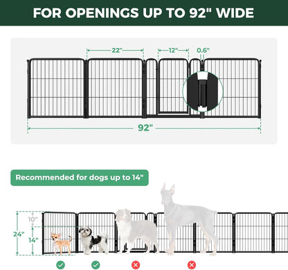 Dog Gate, Extra Wide Adjustable for Openings Up to 183", 24" H