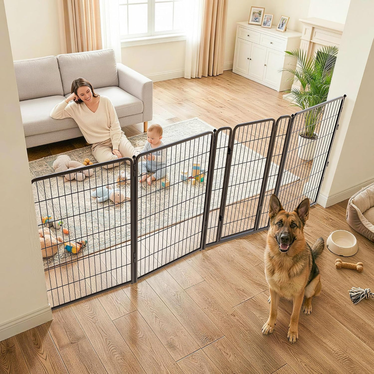 Dog Gate, Extra Wide Adjustable for Openings Up to 183", 24" H