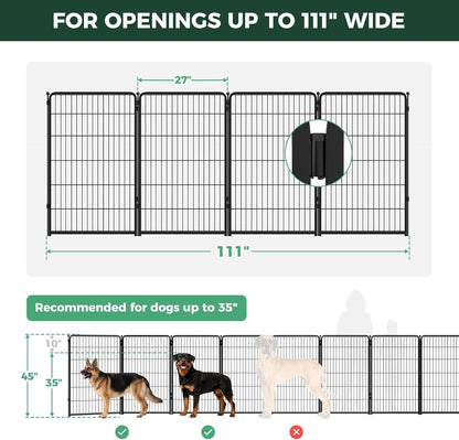 Dog Gate, Extra Wide Adjustable for Openings Up to 183", 24" H