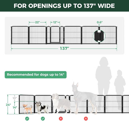Dog Gate, Extra Wide Adjustable for Openings Up to 183", 24" H