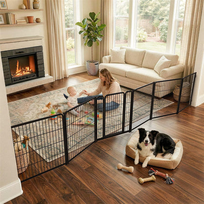 Dog Gate, Extra Wide Adjustable for Openings Up to 183", 24" H
