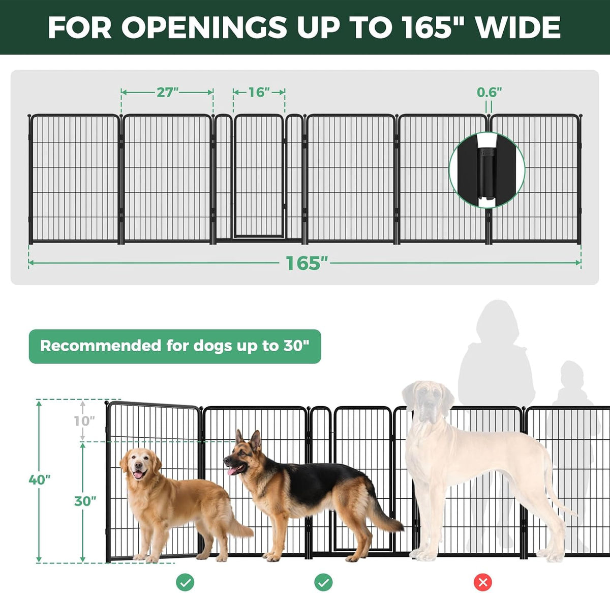 Dog Gate, Extra Wide Adjustable for Openings Up to 183", 24" H