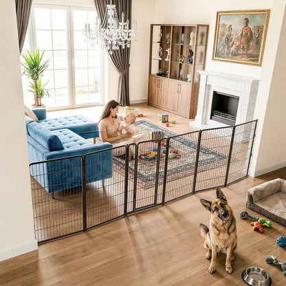 Dog Gate, Extra Wide Adjustable for Openings Up to 183", 24" H