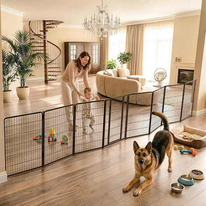 Dog Gate, Extra Wide Adjustable for Openings Up to 183", 24" H