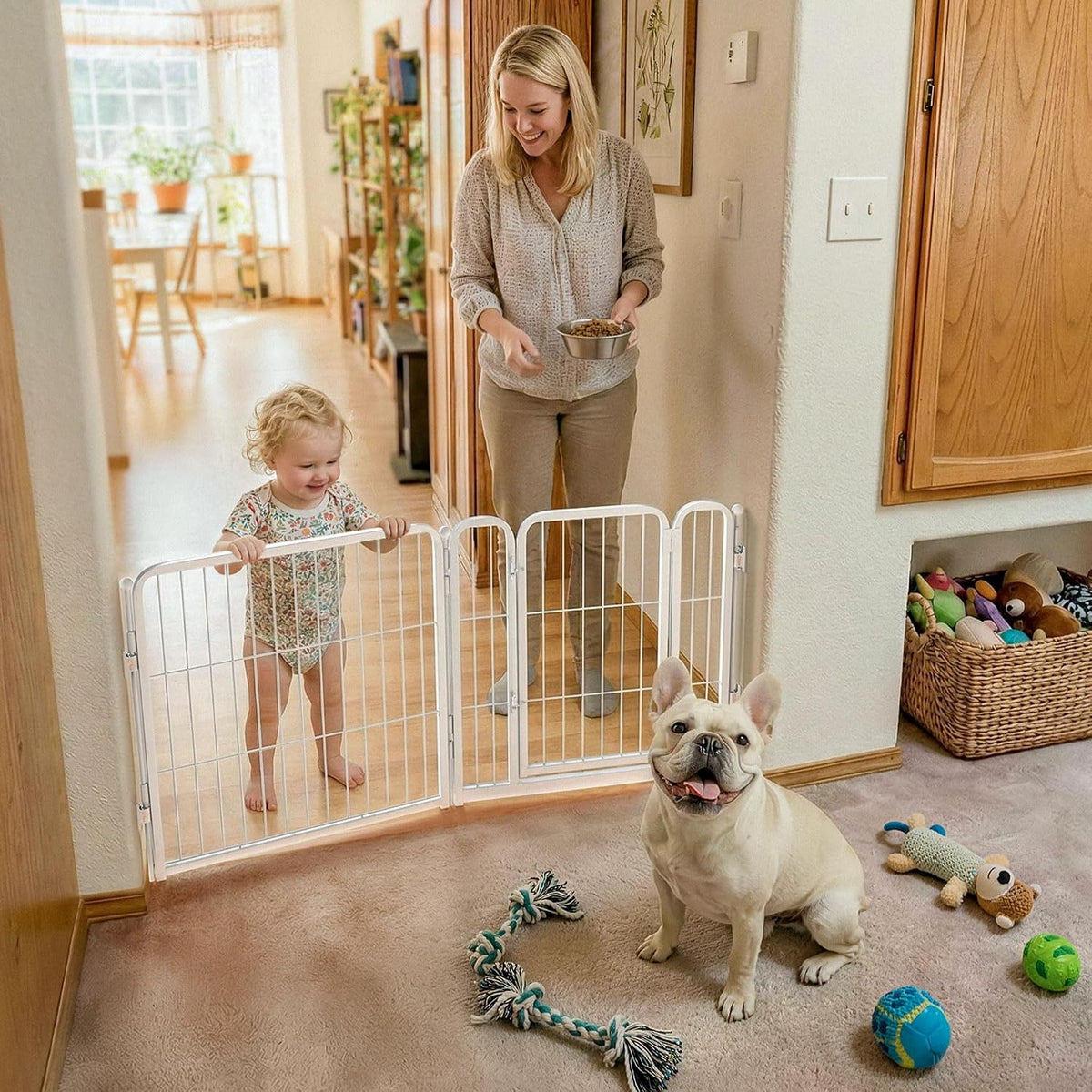 Dog Gate, Extra Wide Adjustable for Openings Up to 183", 24" H
