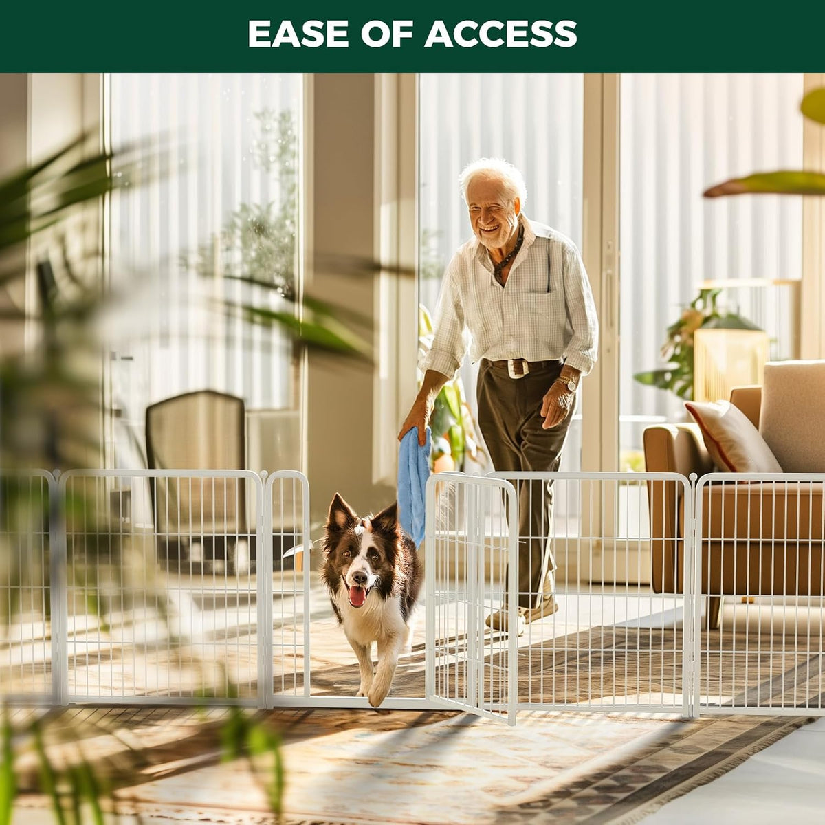 Dog Gate, Extra Wide Adjustable for Openings Up to 183", 24" H