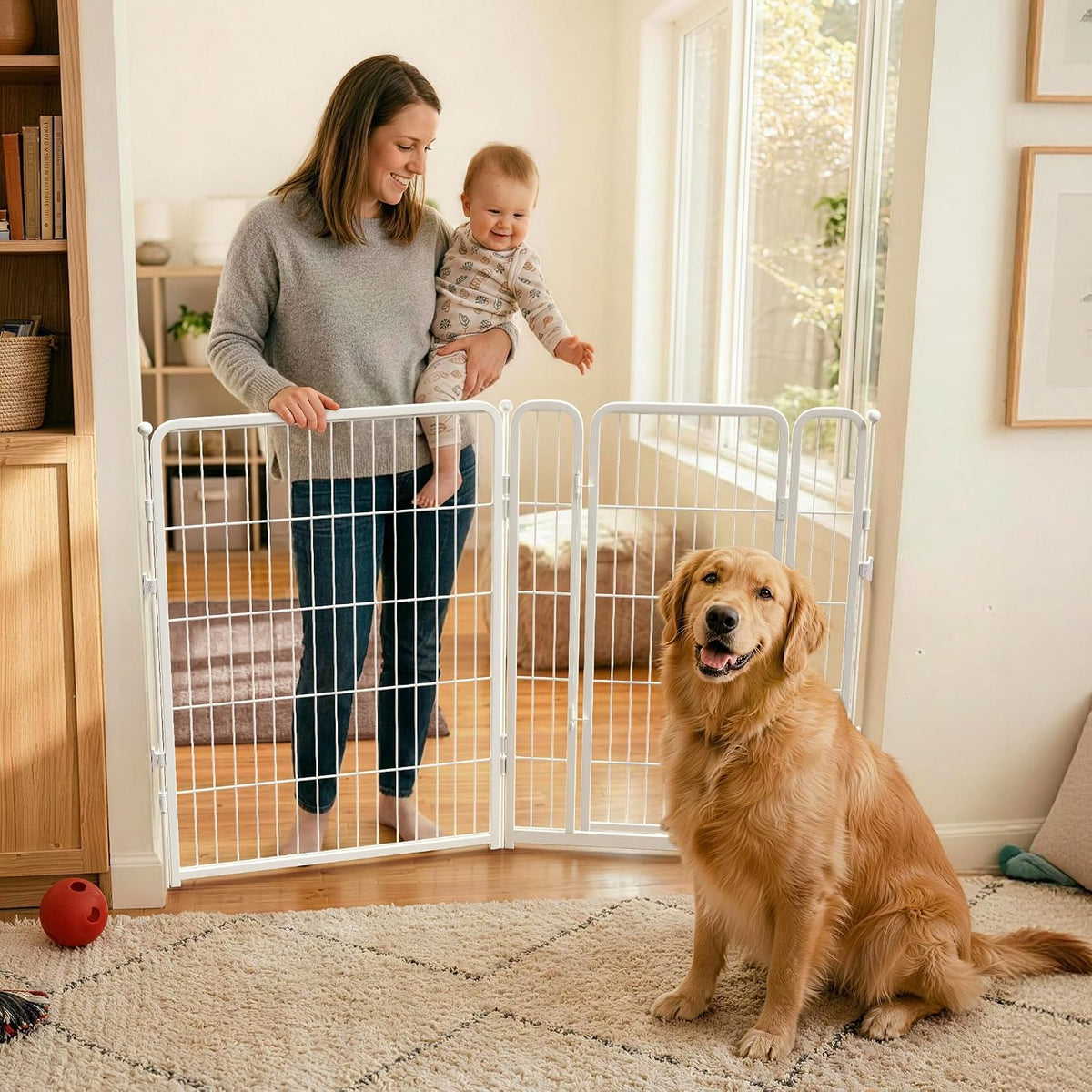 Dog Gate, Extra Wide Adjustable for Openings Up to 183", 24" H