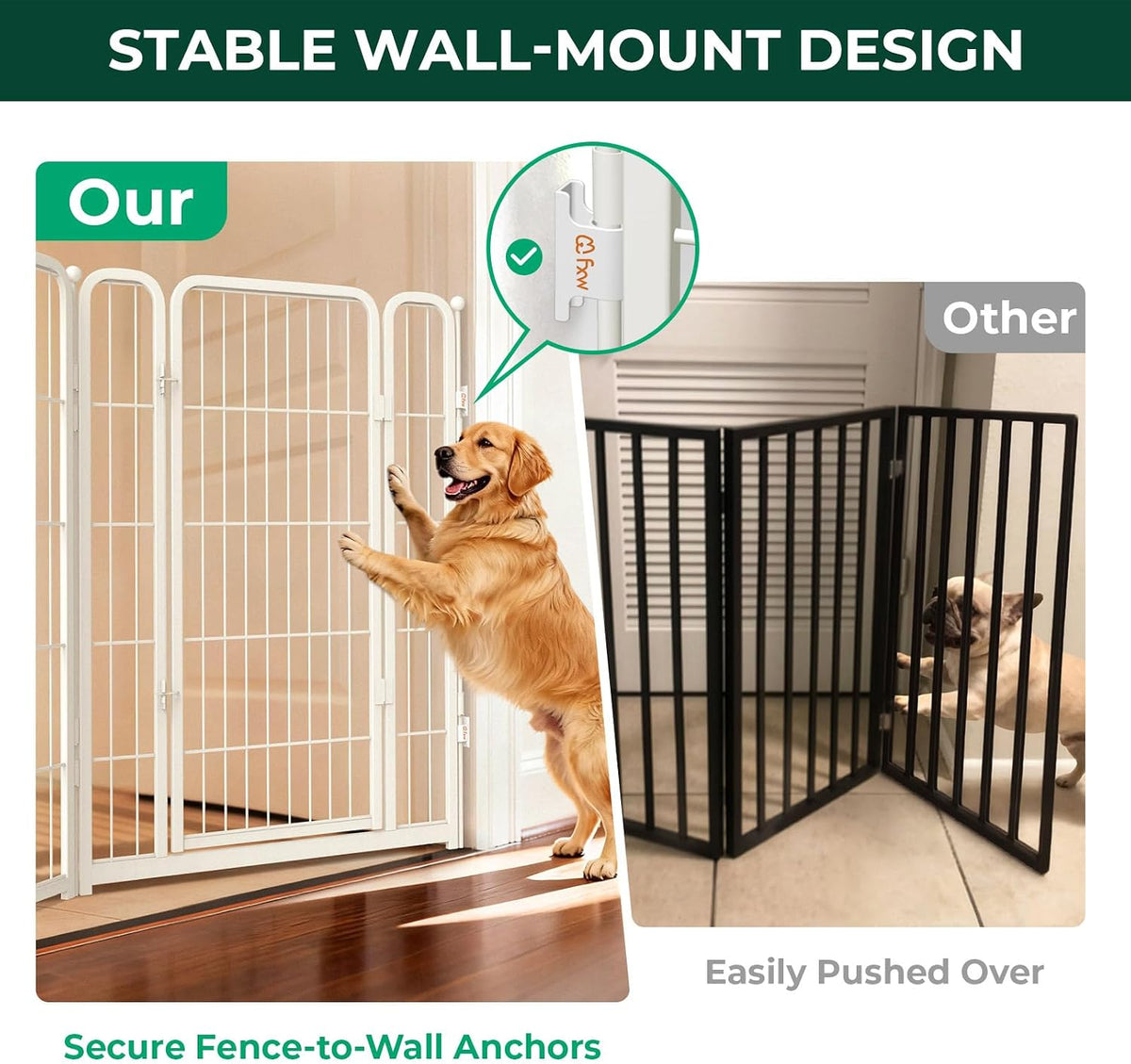 Dog Gate, Extra Wide Adjustable for Openings Up to 183", 24" H