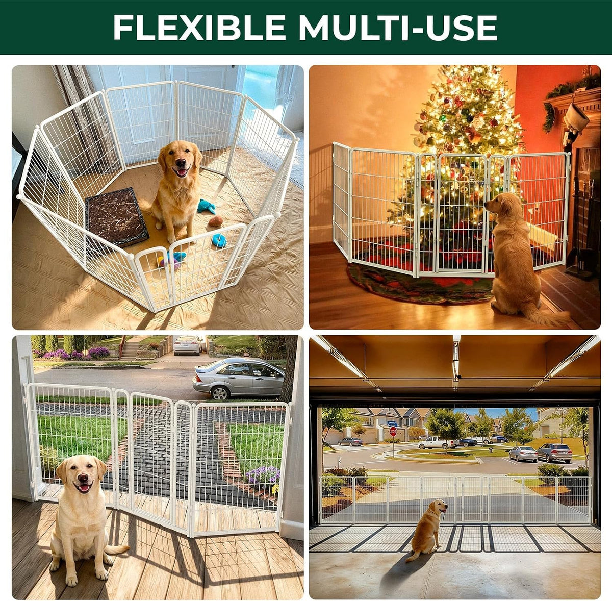Dog Gate, Extra Wide Adjustable for Openings Up to 183", 24" H