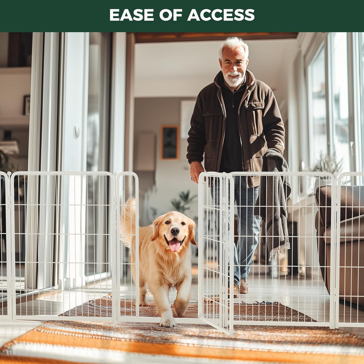 Dog Gate, Extra Wide Adjustable for Openings Up to 183", 24" H