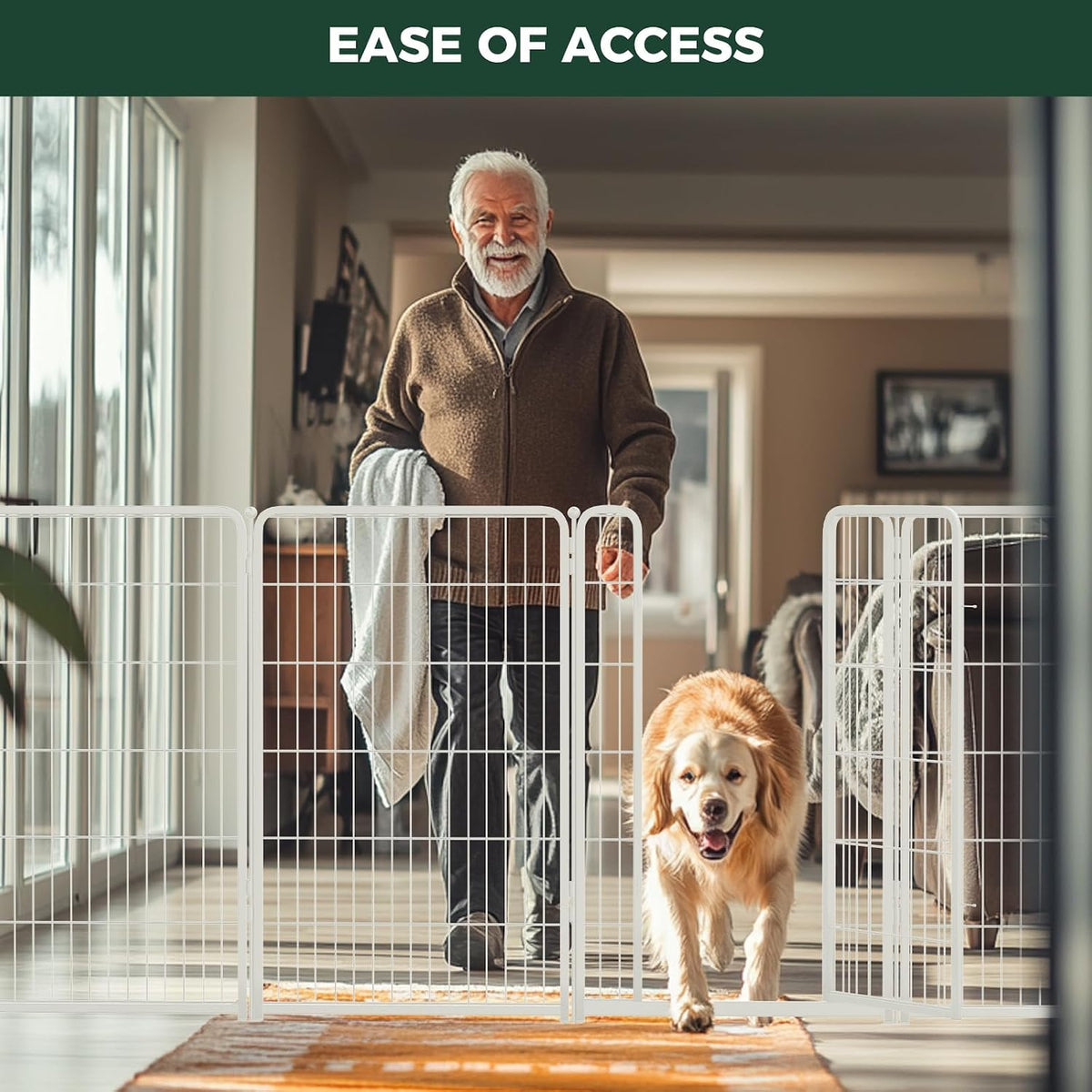 Dog Gate, Extra Wide Adjustable for Openings Up to 183", 24" H