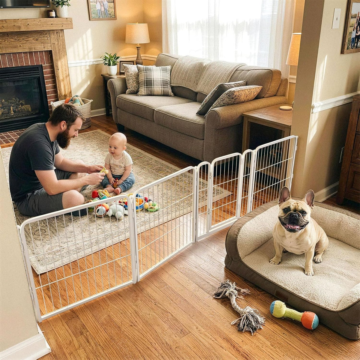 Dog Gate, Extra Wide Adjustable for Openings Up to 183", 24" H