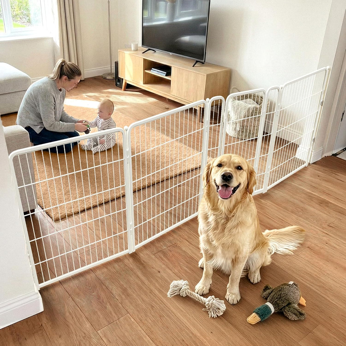 Dog Gate, Extra Wide Adjustable for Openings Up to 183", 24" H