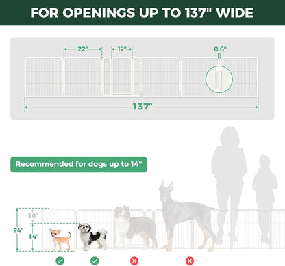 Dog Gate, Extra Wide Adjustable for Openings Up to 183", 24" H