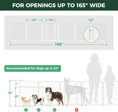 Dog Gate, Extra Wide Adjustable for Openings Up to 183", 24" H
